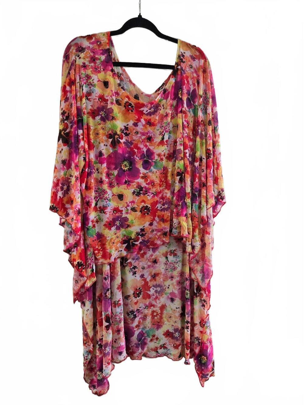 Colorful Floral Pattern Kimono Cover-Up
